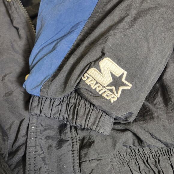 Starter Dallas Cowboys Puffer Coat Jacket Full Zip Vintage NFL Black Mens Med - Picture 10 of 14